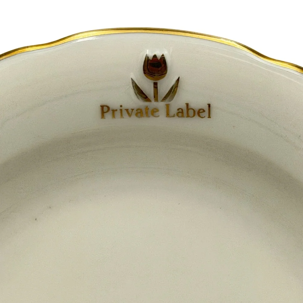 Private Label Ivory Gold Trim Bread Butter Plates Embossed Floral 6.25